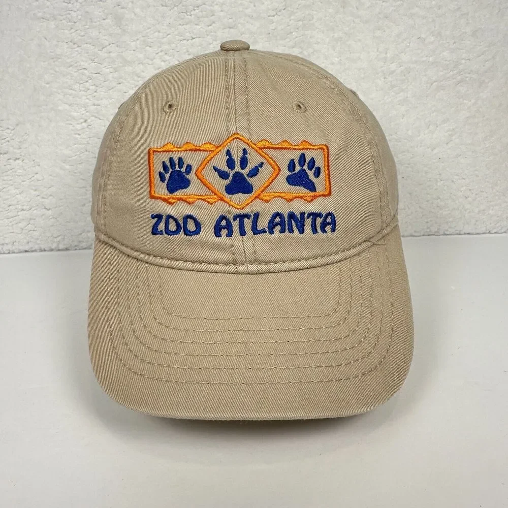 Atlanta Zoo Paw Embroidery ‎ Baseball Cap Youth Strap Back Adjustable Beige